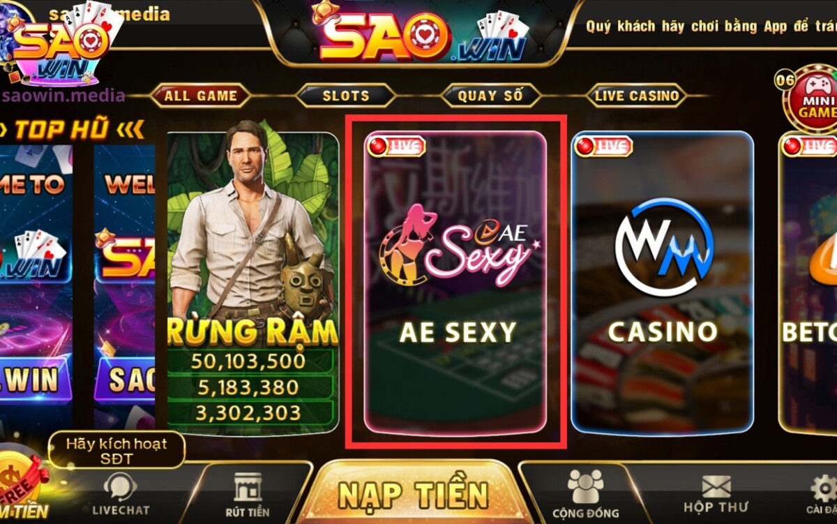 Sảnh AE Sexy - Sảnh Chơi Casino Đẳng Cấp Nhất Của Saowin 1 AE Sexy - Sảnh casino live thu hút với RPT cao nhất thị trường