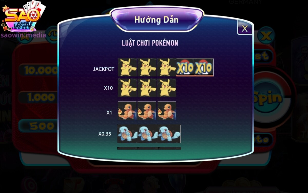 Quy định trong slots game Pokemon
